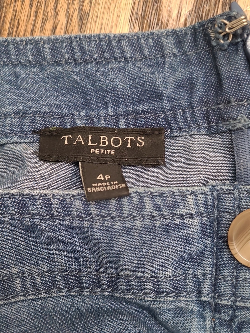 Talbots Cotton Denim Tie Waist Dress Size 4P - Picture 2 of 5